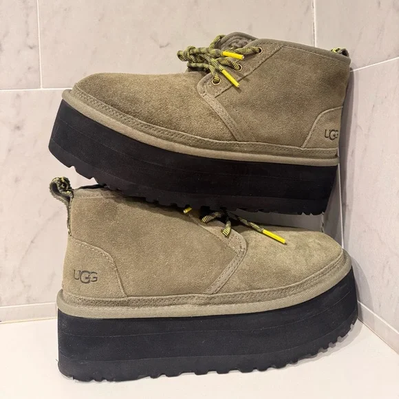 UGG Neumel Heritage Platform Ankle Boot Women’s Size 7 Olive - Picture 5 of 8